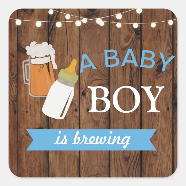 Stickers Bière Boy Baby shower brasser Bleu (Devant)