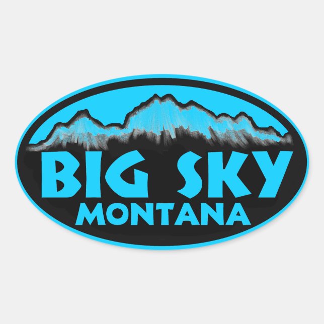 stickers Big Sky Montana bleu ovale (Devant)