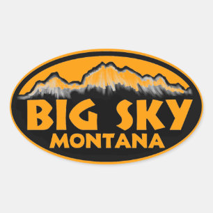 stickers Big Sky Montana orange ovale