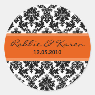 Stickers Black Damask & Orange Favor 20 - 1,50 po