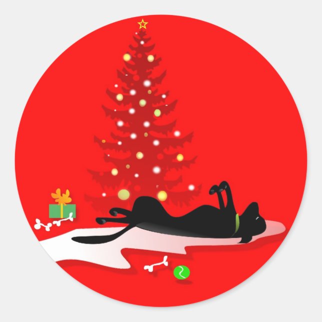 Stickers - Black Lab Christmas - Red (Front)