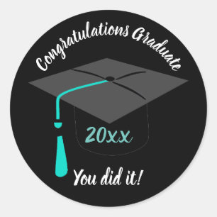Stickers Black Round Graduation Casquette Et Année