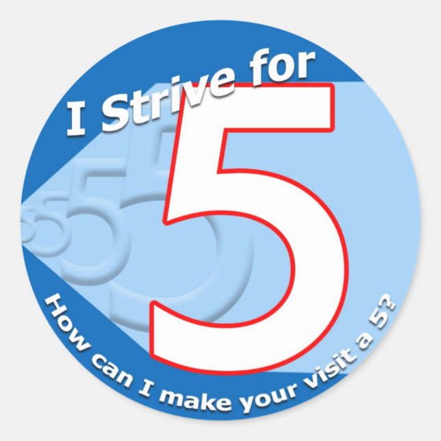 Stickers bleu "Je m'efforce de 5" (Devant)