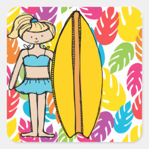 Stickers Blond Girl Surfer