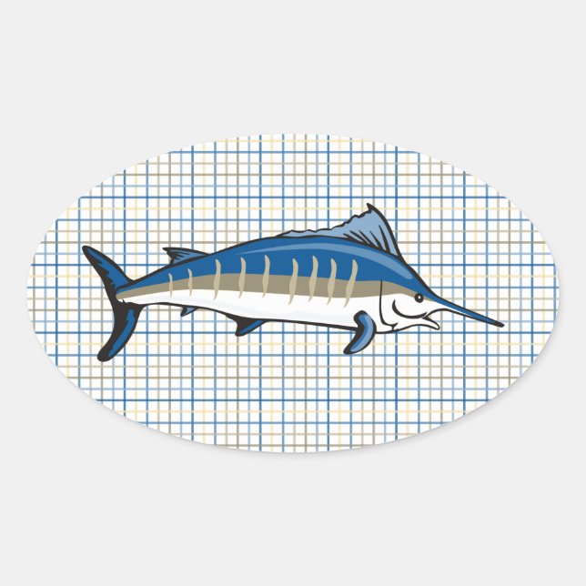 Stickers - Blue Marlin on Plaid (Front)