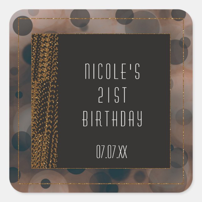 Stickers Bokeh Glam Brown Beige & Gold Favoriser (Devant)