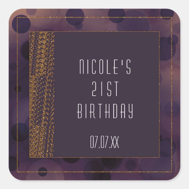 Stickers Bokeh Glam Purple & Gold Favoriser (Devant)