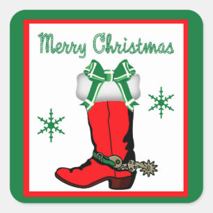 Stickers Boot Cowboy de Noël Occidental
