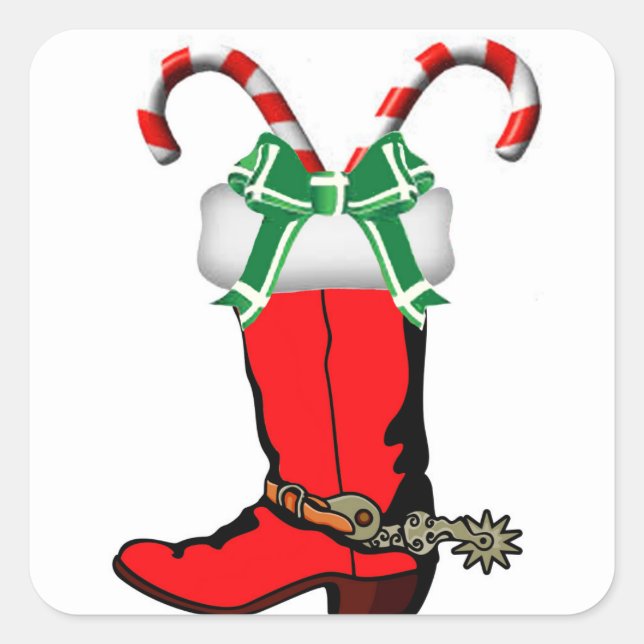 Stickers Boot Cowboy de Noël Occidental (Devant)