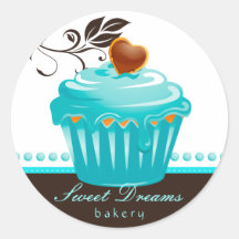 Stickers boulangerie Blue Cupcake Chocolat Brown
