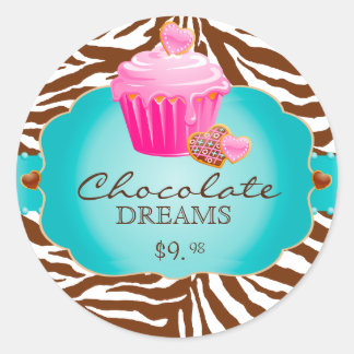 Stickers boulangerie Cupcake Chocolat rose