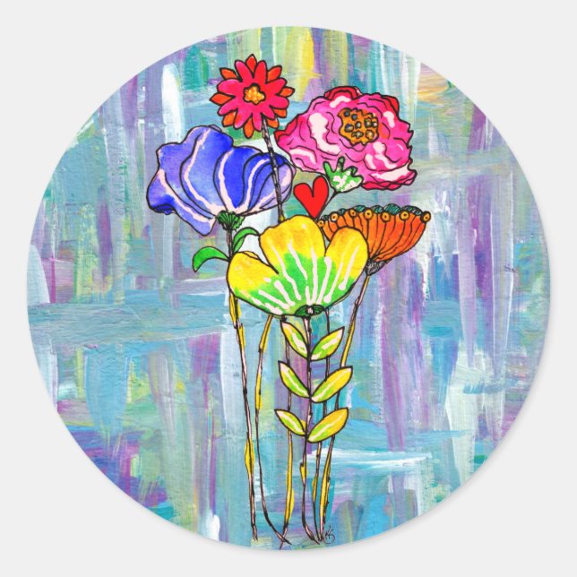 Stickers Bouquet de fleurs colorées (Devant)