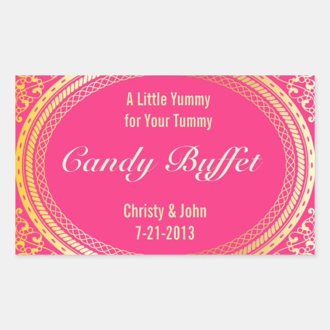 Stickers Buffet bonbons en or et rose (Devant)