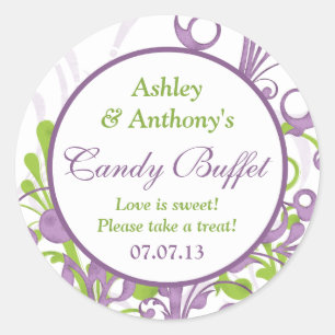 Stickers Buffet Mariage Floral Violet Vert