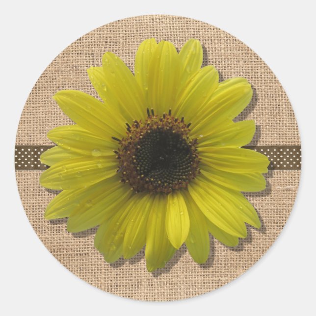 Stickers - Burlap and Rain-Drenched Sunflower (Front)