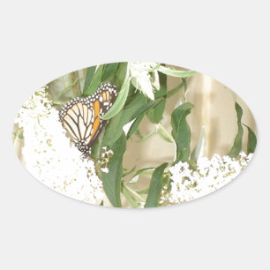Stickers Butterfly White Flowers