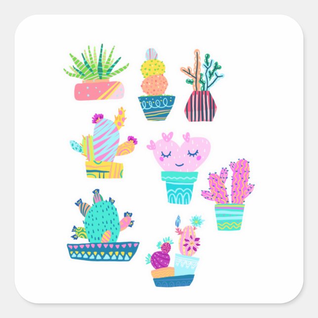 Stickers Cactus mignons Cactus succulents Cactus (Devant)