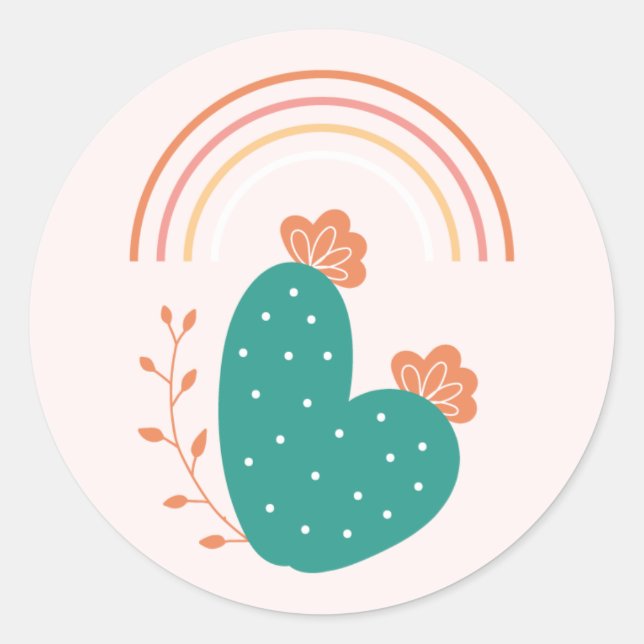 Stickers Cactus mignons et arc-en-ciel (Devant)