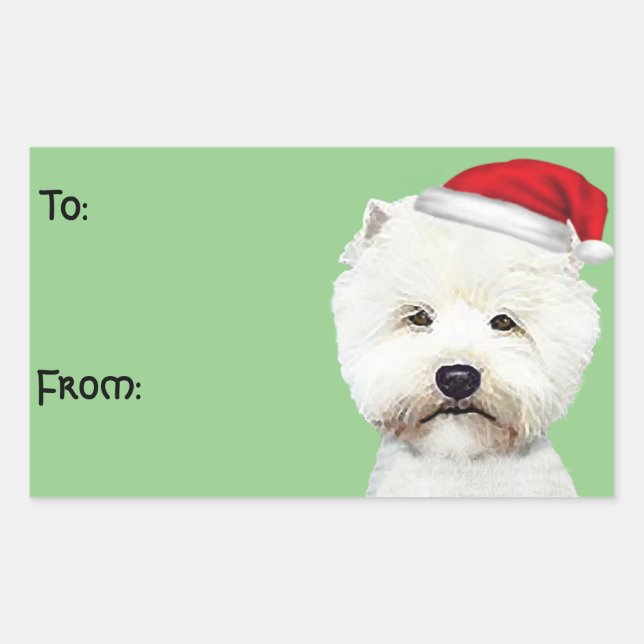 Stickers cadeau de Noël blanc West Highland (Devant)