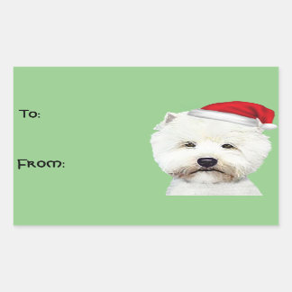 Stickers cadeau de Noël blanc West Highland