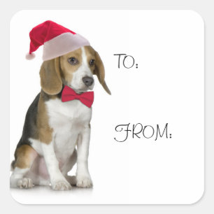 Stickers cadeaux Beagle père Noël