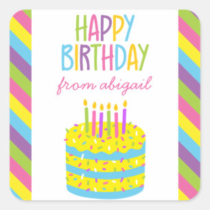 Stickers Cadeaux de gâteau d'anniversaire colorés
