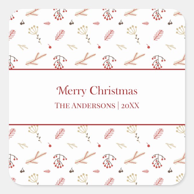 Stickers cadeaux de Noël Red Holly Berry (Devant)