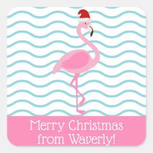 Stickers cadeaux père Noël Pink Flamant rose Chris