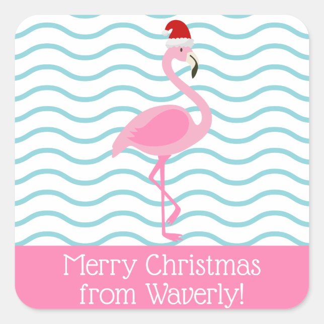 Stickers cadeaux père Noël Pink Flamant rose Chris (Devant)