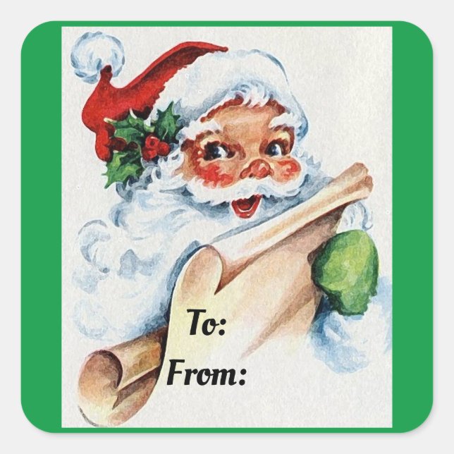 Stickers cadeaux Père Noël vintage (Devant)