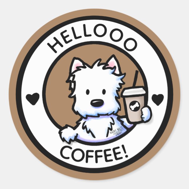 Stickers café KiniArt Westie (Devant)