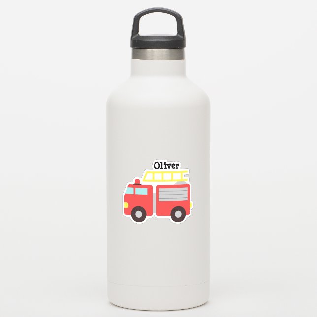 Stickers Camion Pompiers Rouges Enfants Personnali (Gourde)