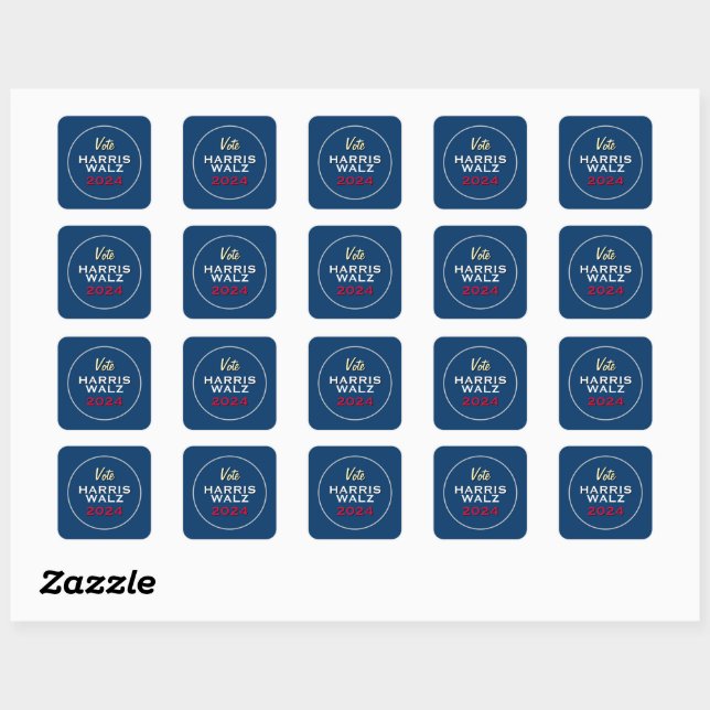 Stickers Campagne Carré Vote Harris Walz 2024 (Feuille)