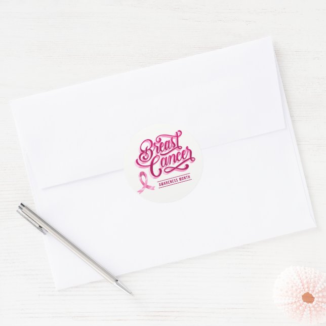 Stickers Cancer du Sein - Ruban rose (Enveloppe)