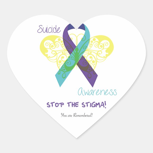 Stickers cardiaques de sensibilisation au suicide (Devant)