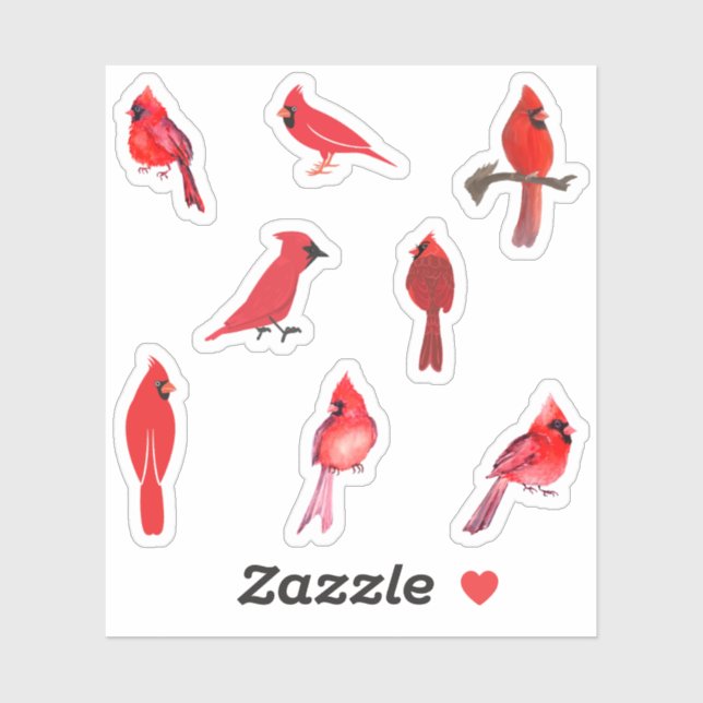 Stickers Cardinal Rouge (Feuille)