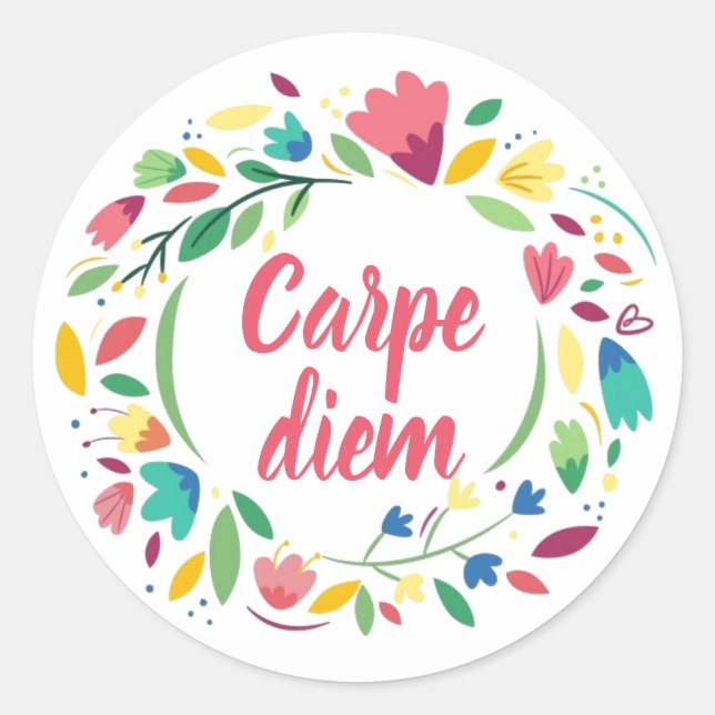 Stickers Carpe Diem Floral Wreath (Devant)
