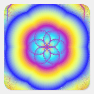 Stickers Carré arc-en-ciel à fleurs brillantes