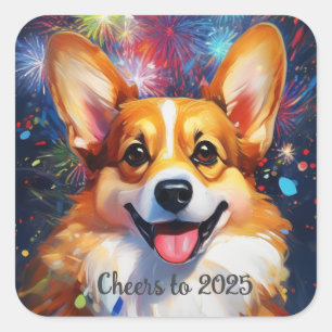 Stickers carré avec Rainbow Color Fireworks, Cadea
