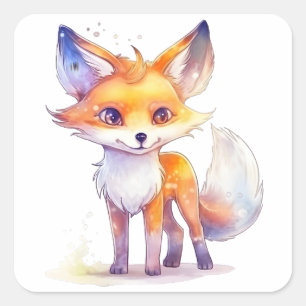 Stickers Carré Baby Fox mignonne
