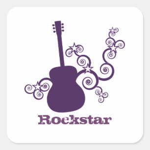 Stickers Carré de Guitare Rockstar, violet