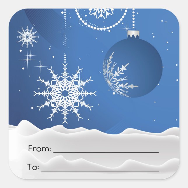 Stickers Carré de l'ornement de Noël Snowflakes (Devant)