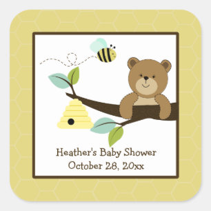 Stickers Carré de l'ours et de l'abeille au miel (