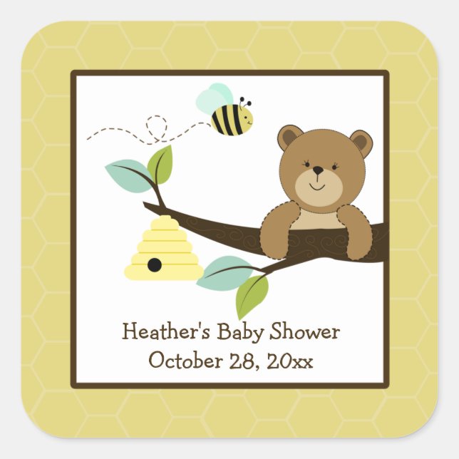 Stickers Carré de l'ours et de l'abeille au miel ( (Devant)