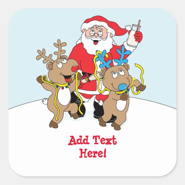 Stickers Carré de Noël Santa Claus (Devant)