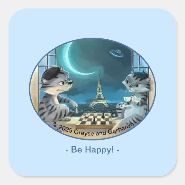 Stickers Carré de nuit Paris - Happy (Devant)
