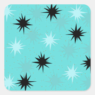 Stickers Carré de Starburst Turquoise Atomique