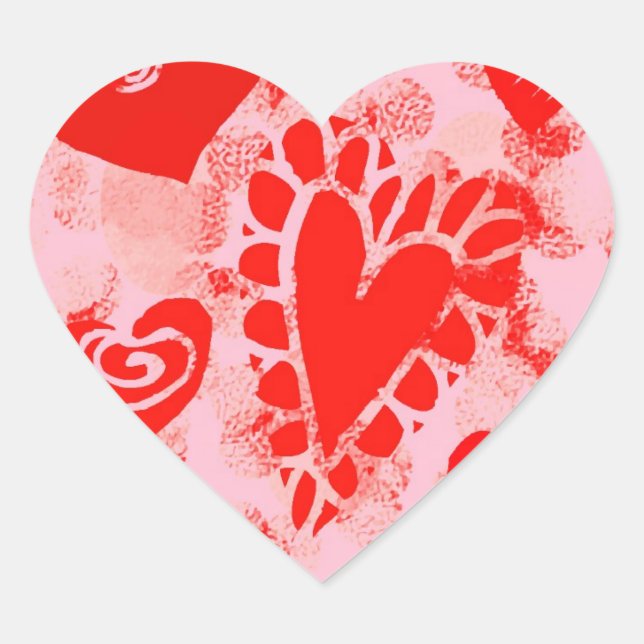 Stickers Carré Doodle Red Valentine Heart (Devant)