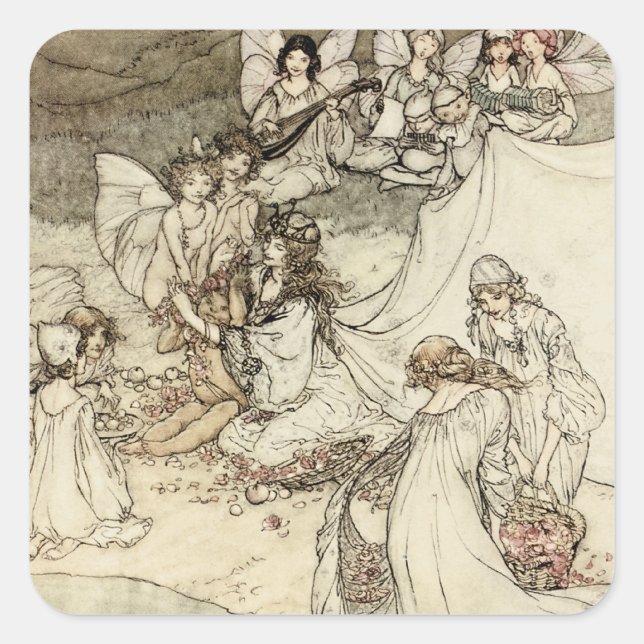 Stickers Carré fée rêve d'une nuit d'été (Devant)