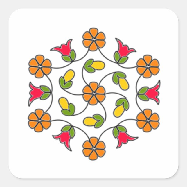 Stickers carré-Fleur Series #63 (Devant)